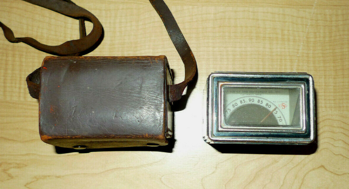 Vintage 1950's Aqua Valve Box Locator W/ Brown Leather Case and Instructions