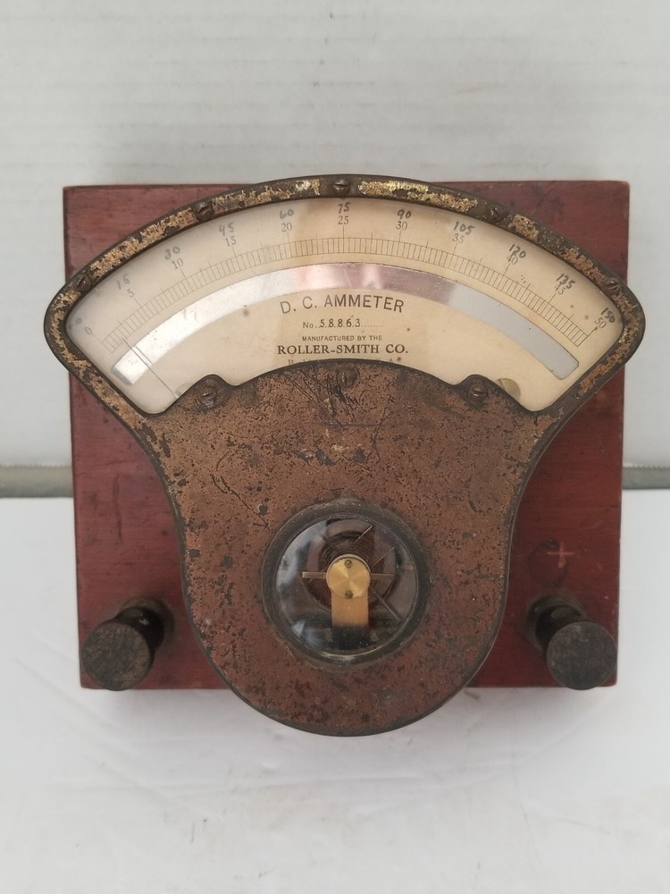 Roller Smith Direct Current Ammeter Meter USA Untested Steampunk Style
