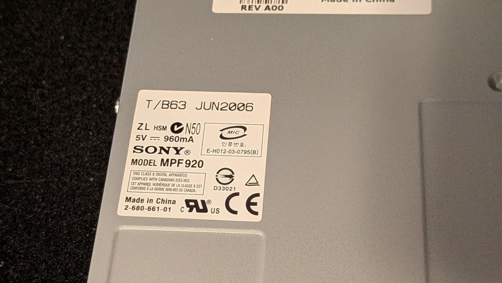 Sony MPF920 Floppy Disk Drive vintage