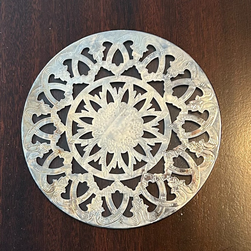 Silver plated Glass Insulated Trivet 6" Leonard with Original Box & Wrappings