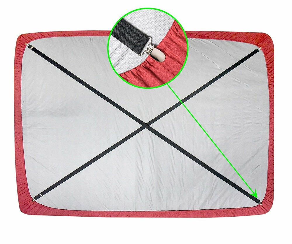 2PCS Adjustable Bed Fitted Sheet Strap Suspender Gripper Fastener Clips 27.56 in