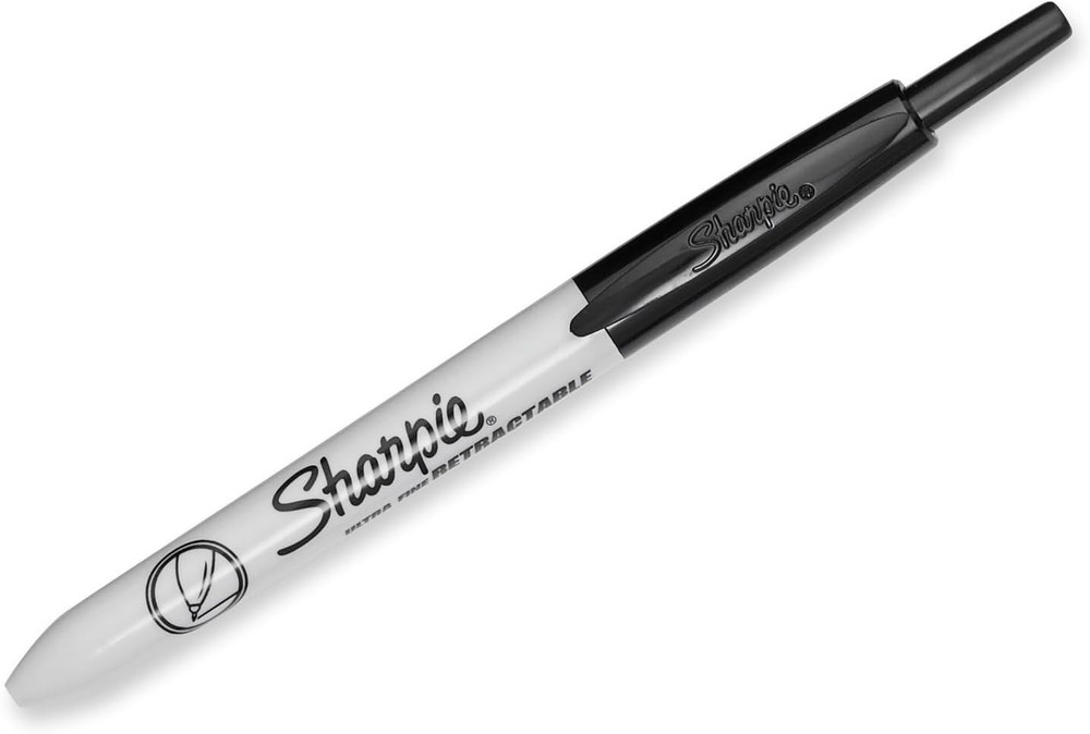 Retractable Permanent Markers, Ultra Fine Point, Black, 3 Count