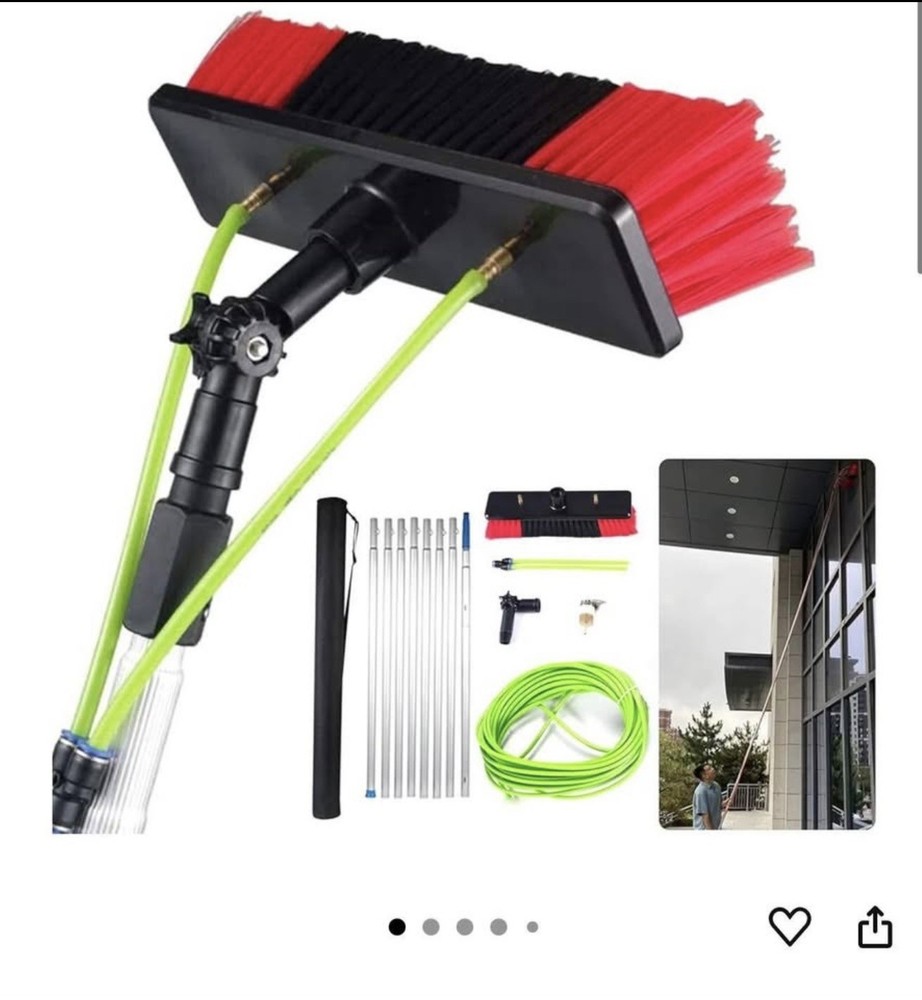 26 FT Solar Panel Cleaning Kit Window Cleaning System 20M Hose Rotating Brush