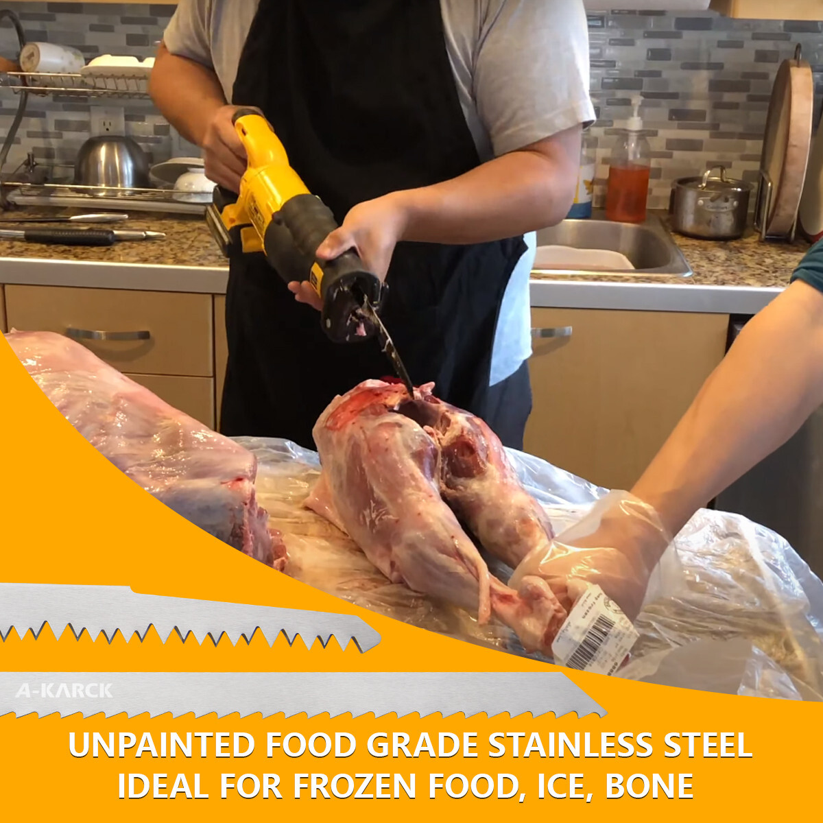 Stainless Steel Reciprocating Saw Blades for Frozen Meat Beef Bone Food 6 PACK