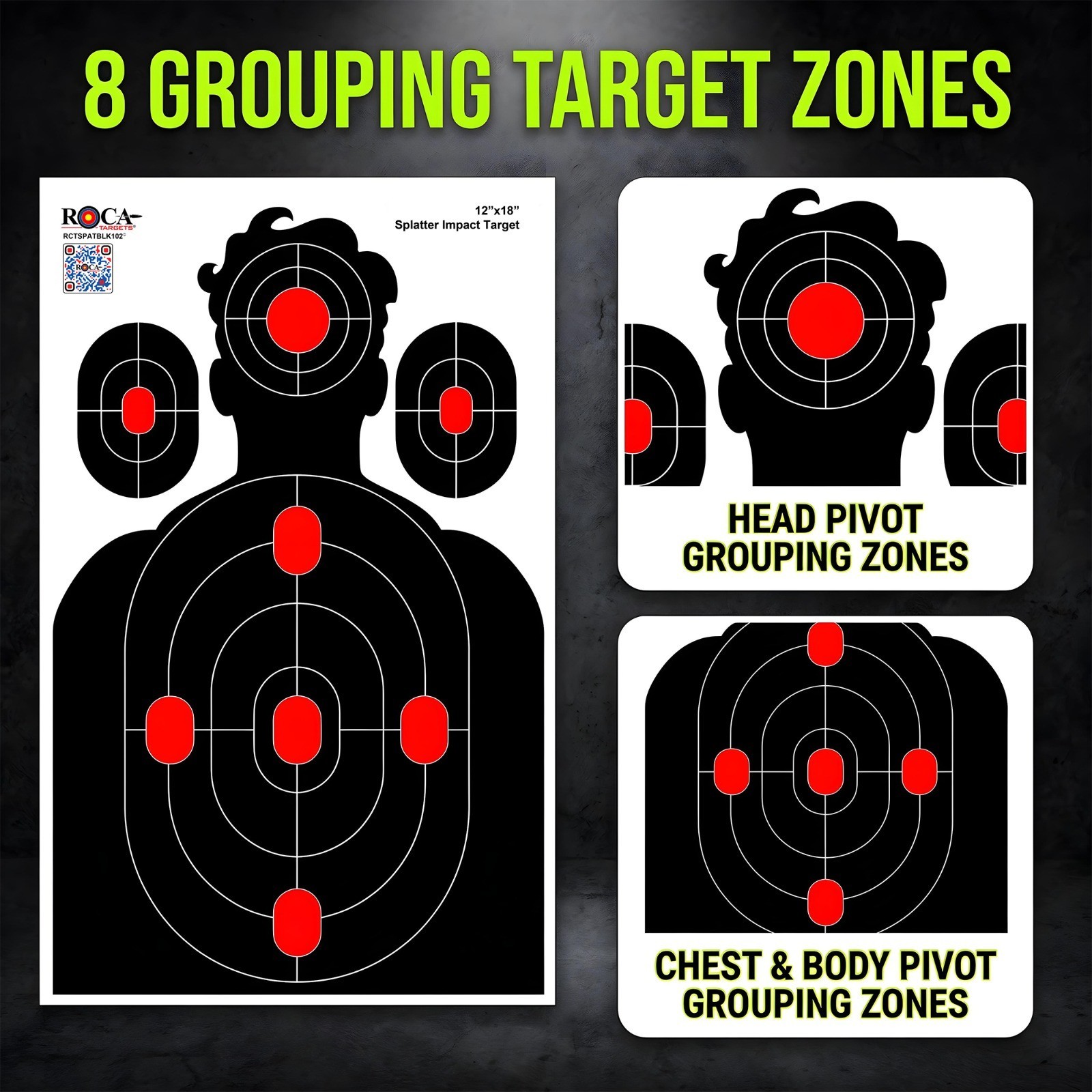 Splatter Target, Reactive Silhouette Impact Target, M 12x18" 10 Pk