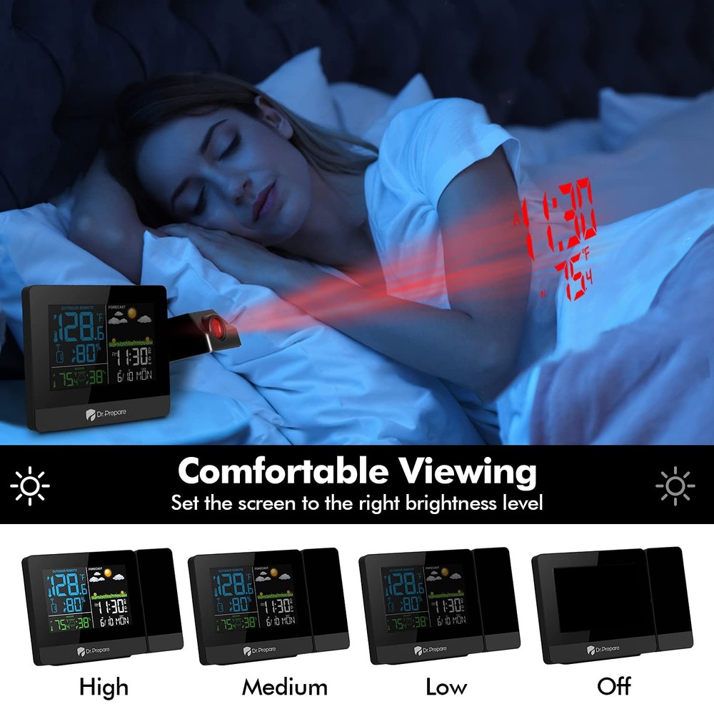 DR.PREPARE Projection Alarm Clock, Digital Projector on Ceiling with