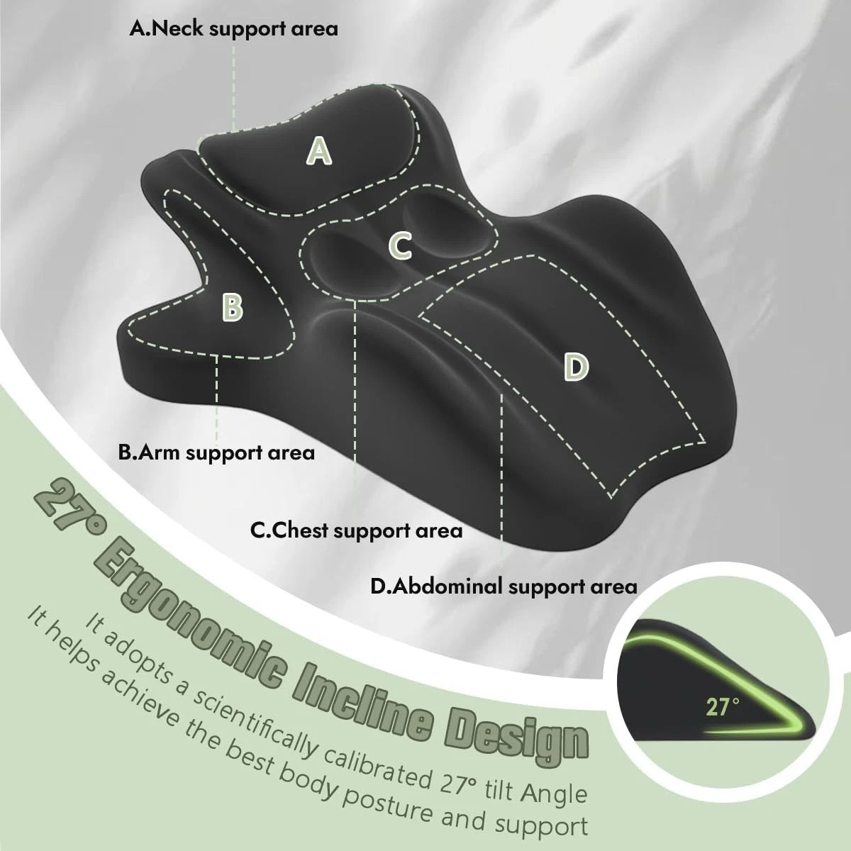 Sweet Spot Couple Pillow Couple Pillow Hip Pad Wedge Pillow Memory Foam 27°Angle