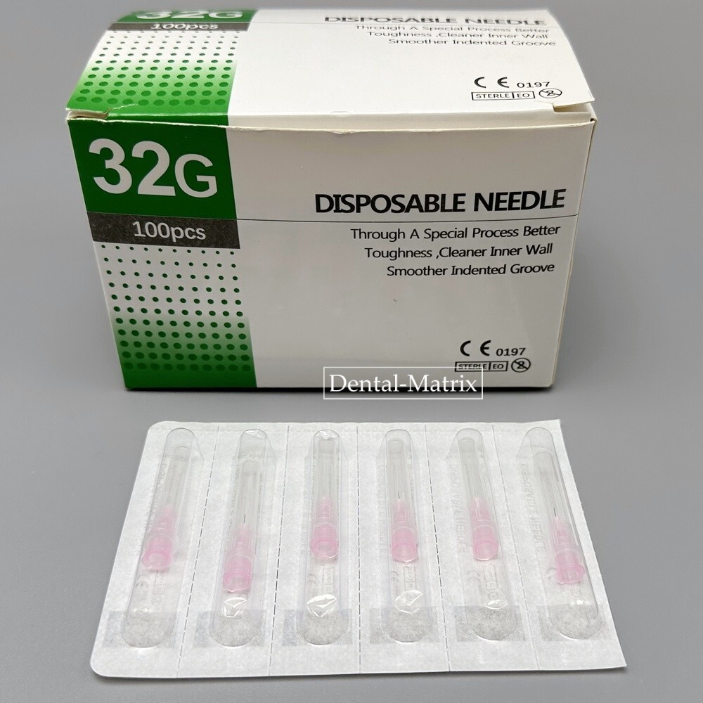 100x Painless small needle beauty ultrafine syringes Tip 32G 1.5/2.5/4/6/8/13mm