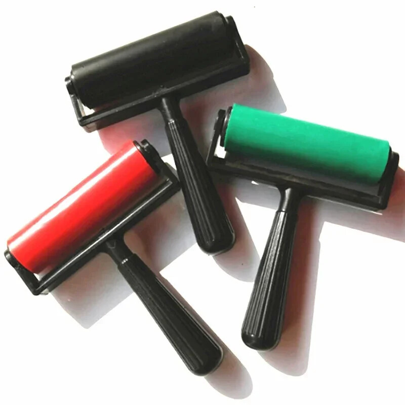10cm Printmaking Rubber Roller Soft Brayer Craft Projects Ink and Stamping Tools
