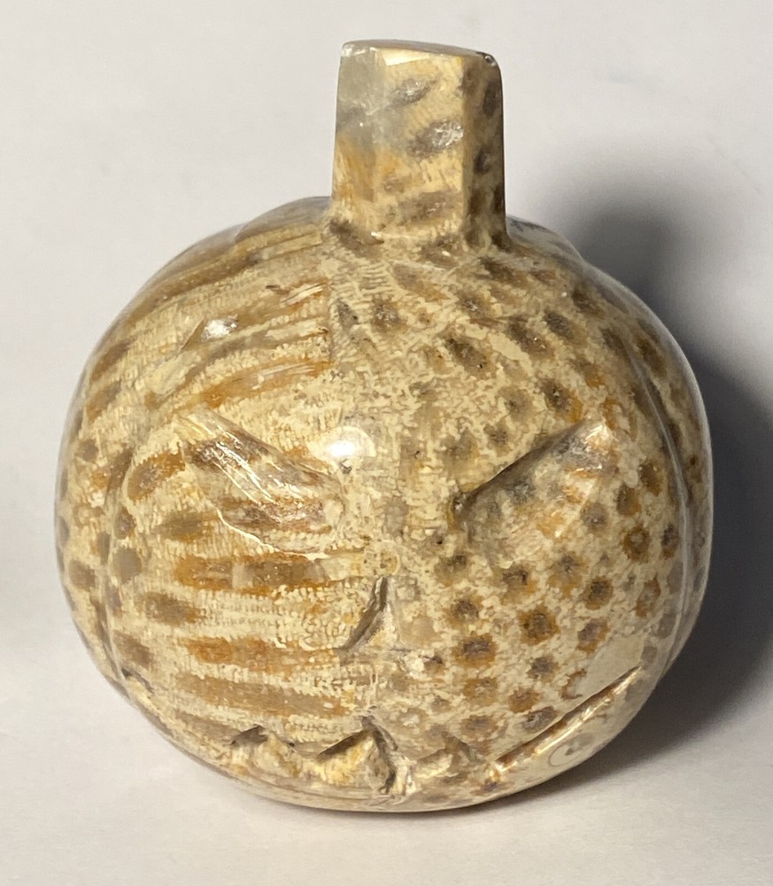 Agate Stone Jack o Lantern Pumpkin Sphere 2” diameter #1