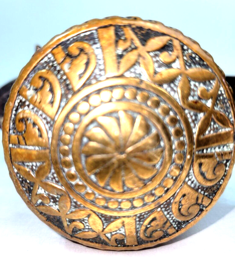 Antique Victorian Solid Round Brass Doorknob with Escutcheon Hardware