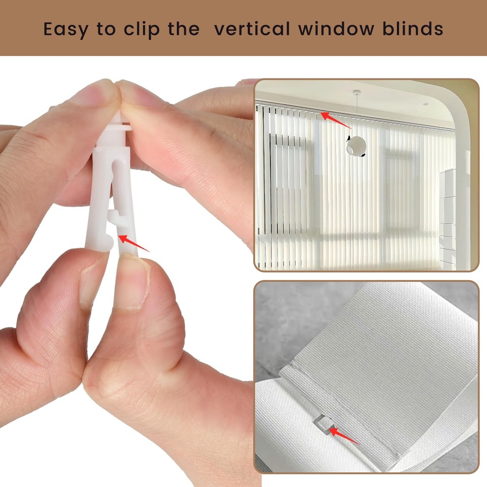 Vertical Blind Stem Replacement - 12 Pcs White Plastic Clips for Vanes