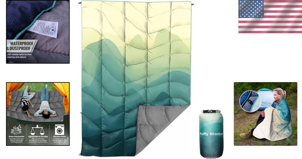 Packable Puffy Blanket - Waterproof Rip-stopped Bag Included