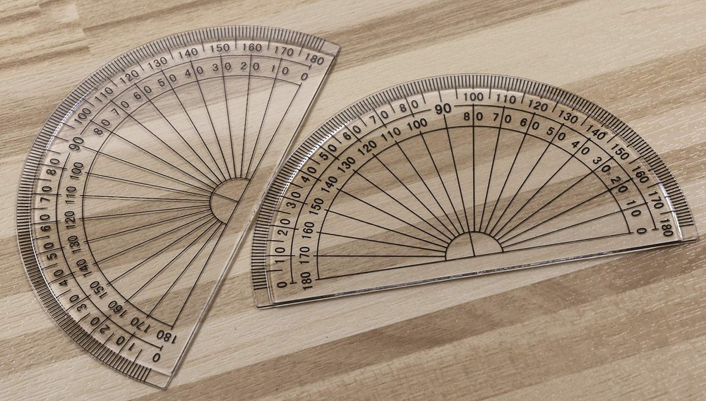 2PCS 4 Inch Clear Plastic Protractors, 180 Degrees, Small Math, Student