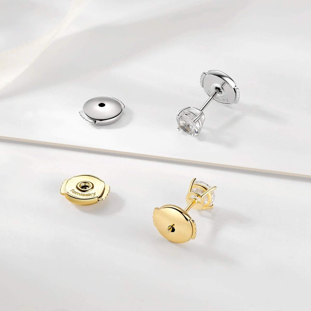 Fomissky-Sisa Locking Earring Backs for Studs, 2 Pairs Secure Spring Earing Back