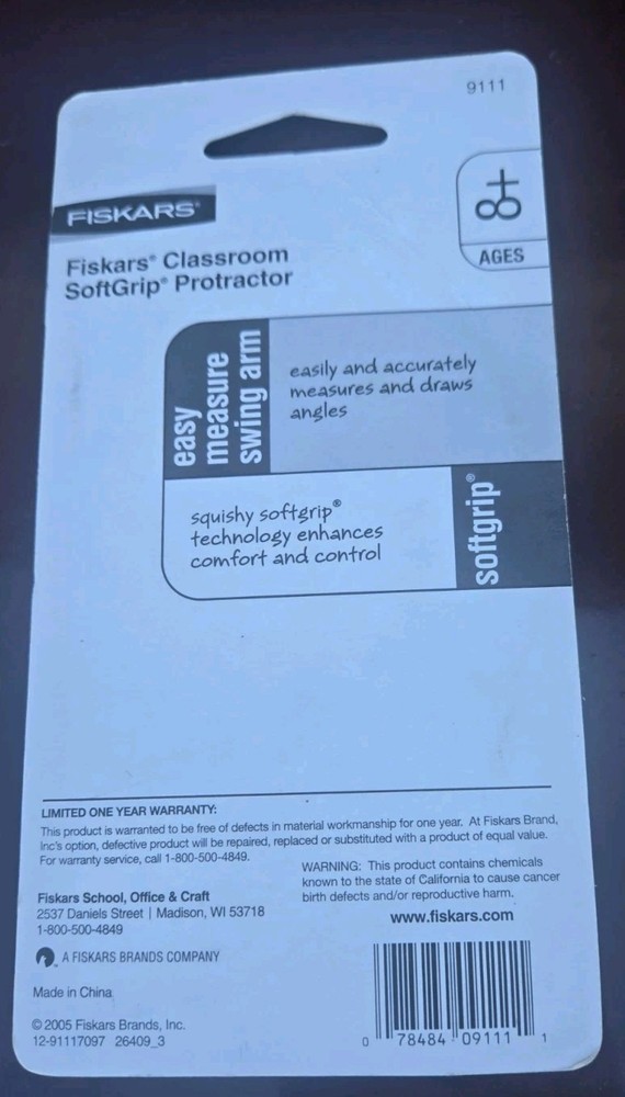Fiskars Swing Arm Soft Grip Protractor New