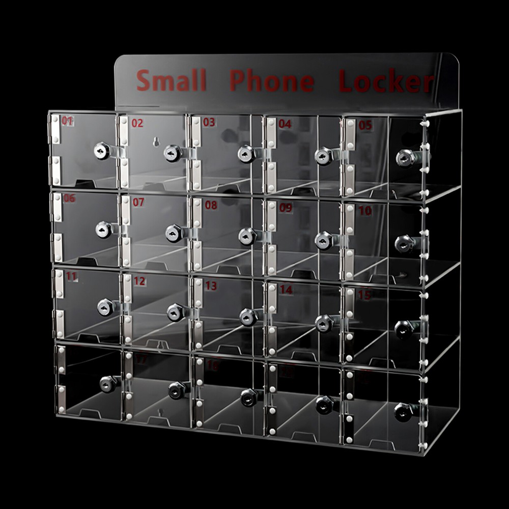 Clear Acrylic Cellphone Locker Rectangular Cell Phone Storage Box with Keys