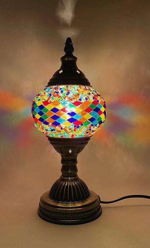 Rainbow Mosaic Lamp - Table-Sized, Vibrant Decorative Light