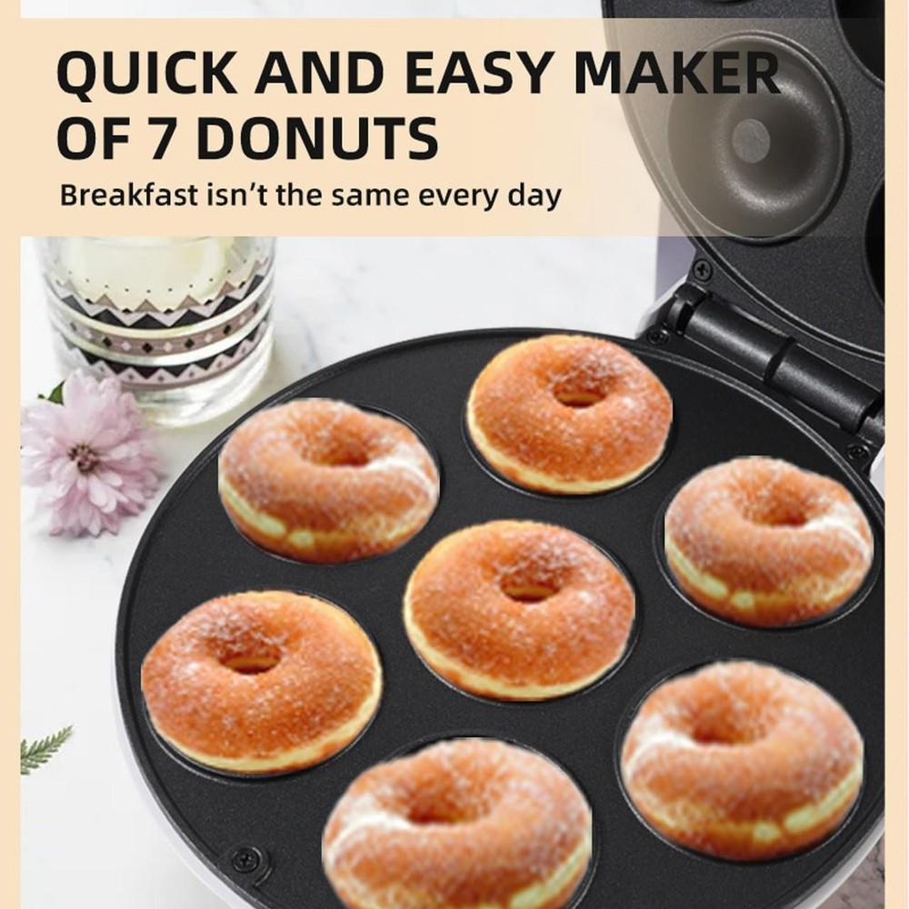 Mini Donut Maker Machine, Electric Non-Stick Surface Makes 7 Small Doughnuts