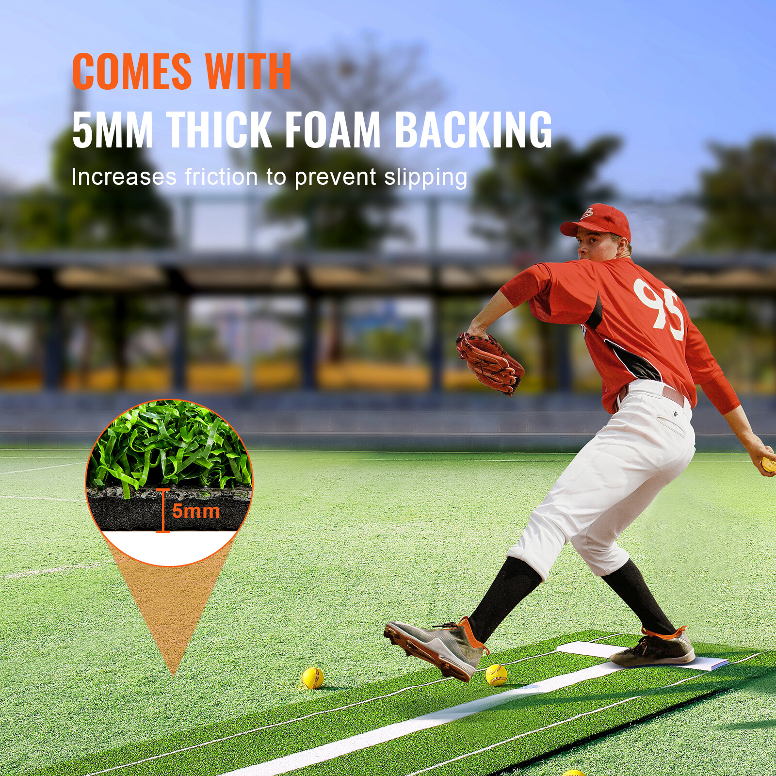 VEVOR 10'x3' Softball Pitching Rubber Mat Indoor Outdoor Mound Training Aid