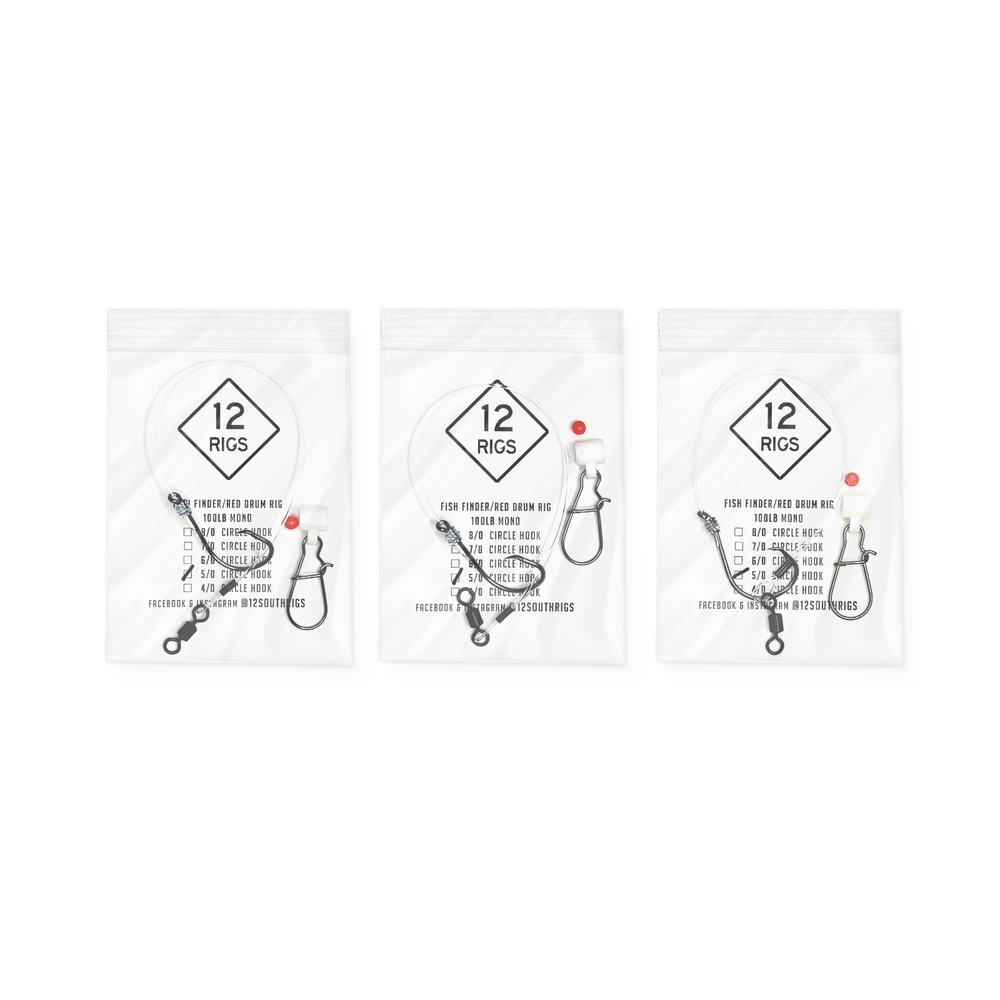 3 Pack 'Fish Finder' Red Drum Rig 100# Mono