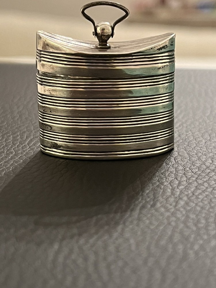 Antique DUTCH SILVER HAT BOX SHAPED SNUFF Pill BOX CHATELAINE / Pendant RARE