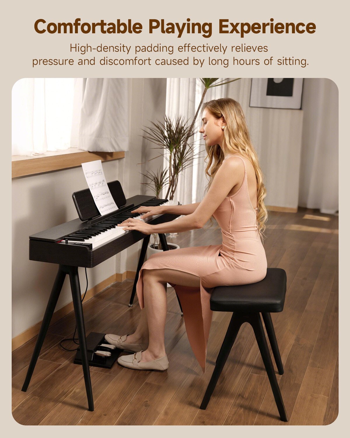 Donner DKB-100 Piano Keyboard Stool Solid Wood Comfortable Seat With Cushion