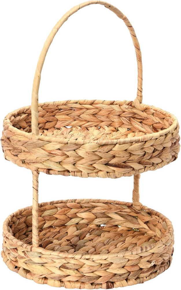 Water Hyacinth 2-Tier Tray, Natural
