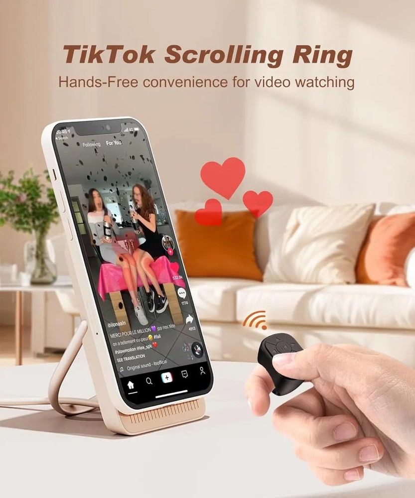 TikTok Scrolling Ring Bluetooth Remote Page Turner Camera Control