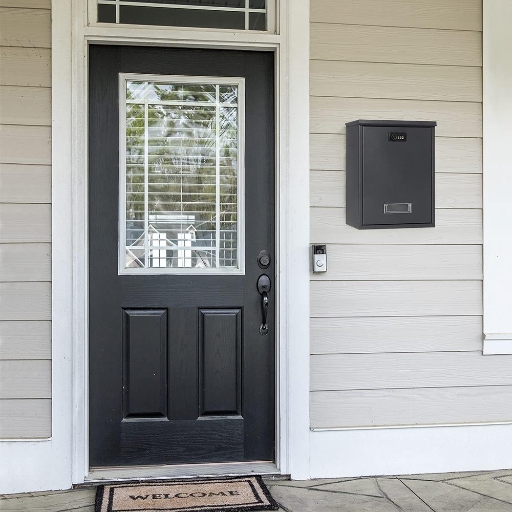 Locking Mailbox Wall Mount Combination Lock Drop Box Large Large, 07 Black