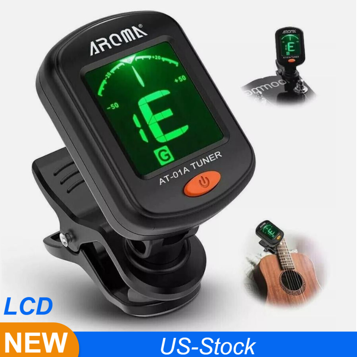 LCD Clip On Chromatic Tuner Acoustic Guitar Bass Ukulele Precise Violin Banjo