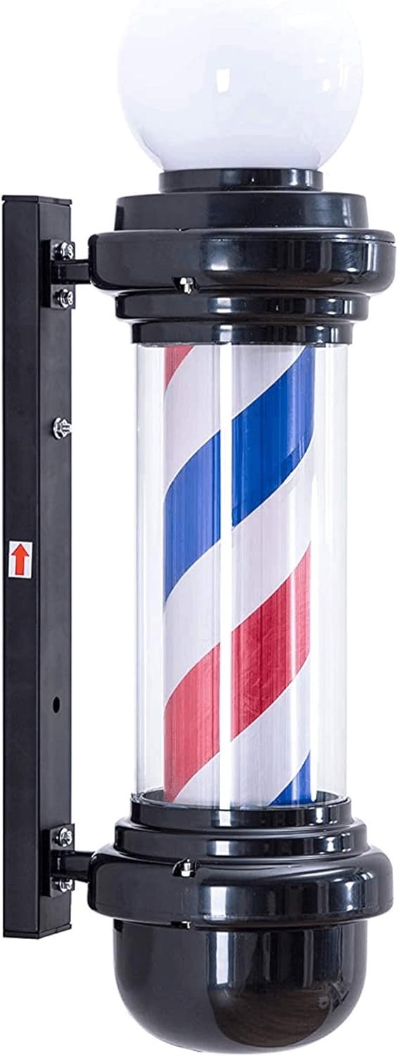 BarberPub Barber Pole Rotating LED Strips, Light Metal Hair Salon Sign L018