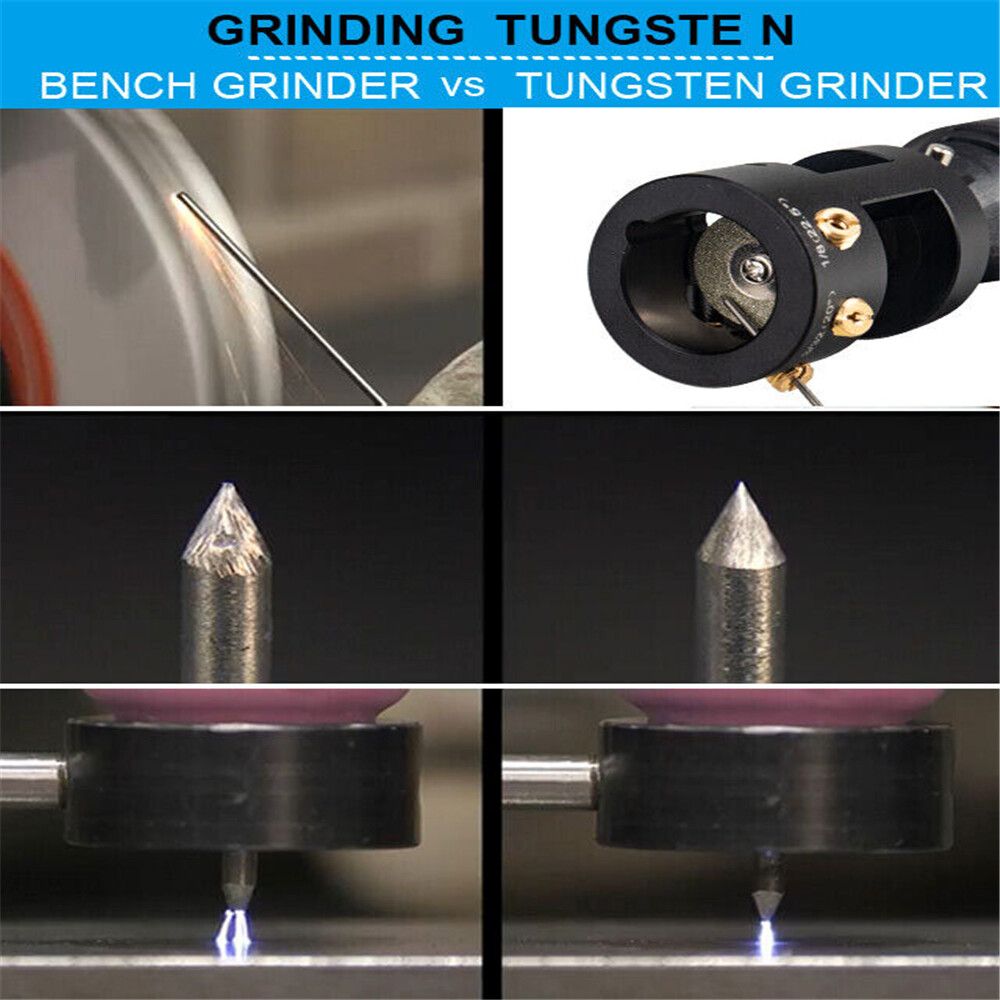 TIG Welding Tungsten Sharpener Grinder Multi-Angle & 4 Guides Offsets Head Tool