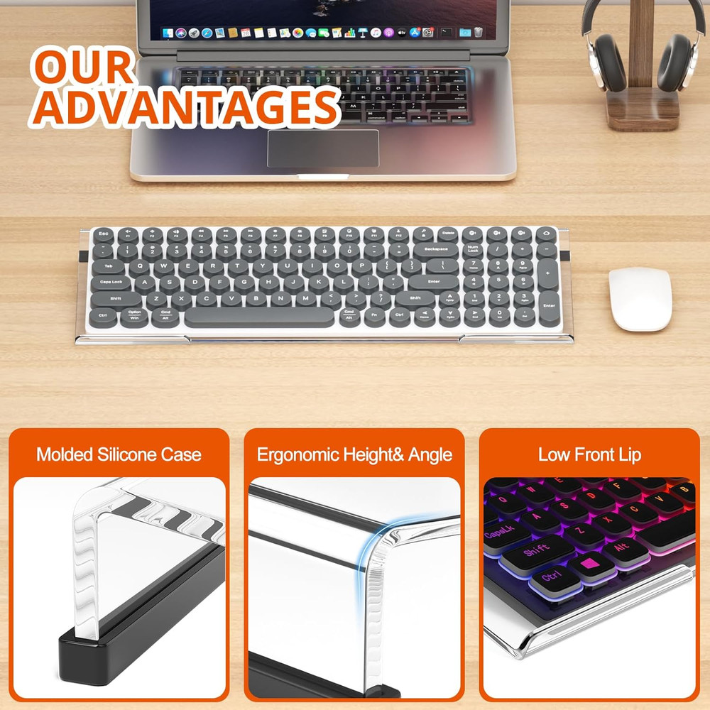 Acrylic Tilted Computer Keyboard Stand for Easy Ergonomic Typing, Keyb
