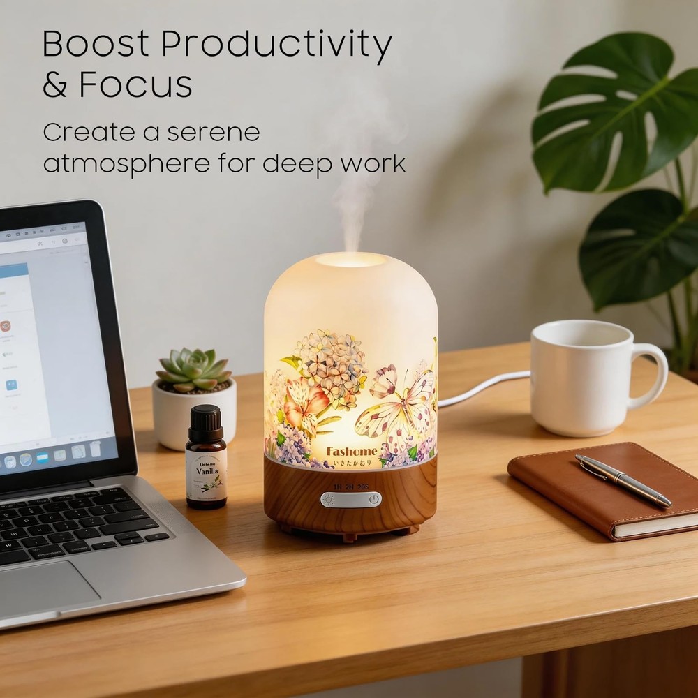 Essential Oil Diffuser Hand Blown Glass, small diffuser/humidifier, Spring