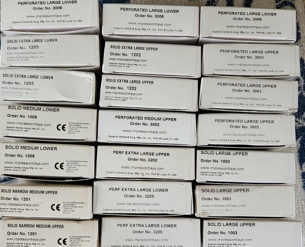 Superior Dental Impression Trays Solid Perforated Stainless Steel Large Medium