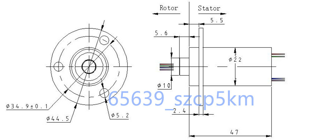 2 Wires 30A 22mm Large Current Slip Ring for Wind Power Generator