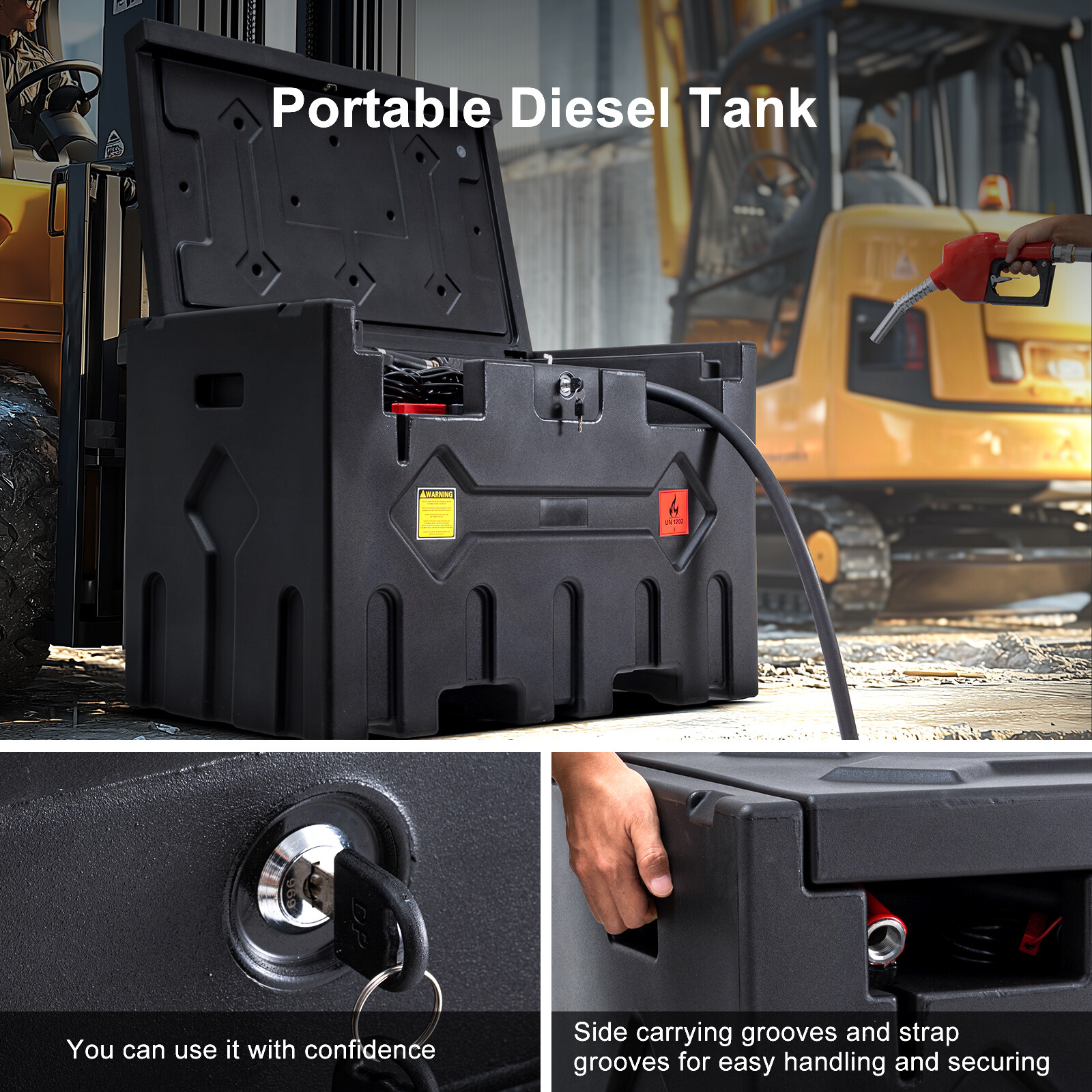 LoJok 4-Color Portable 52 Gallon Diesel Tank with 12V Electric Transfer Pump