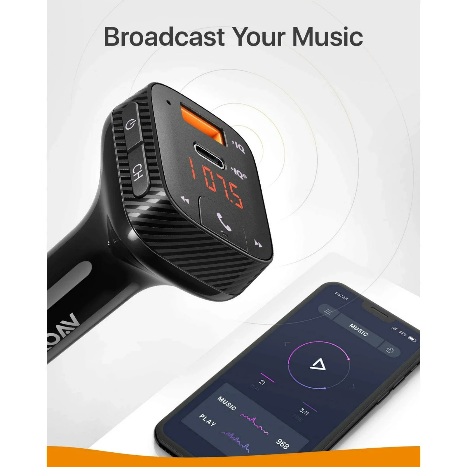 Anker Roav T2 Bluetooth FM Transmitter & Charger SmartCharge IQ 3.0