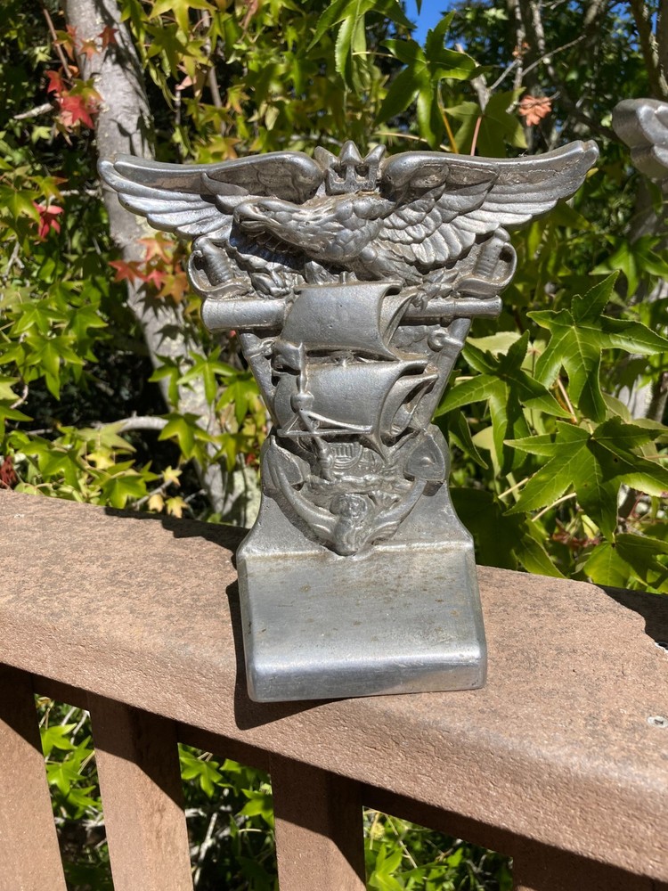 WW2 Era USNA US Naval Academy Annapolis Aluminum Souvenir Bookends