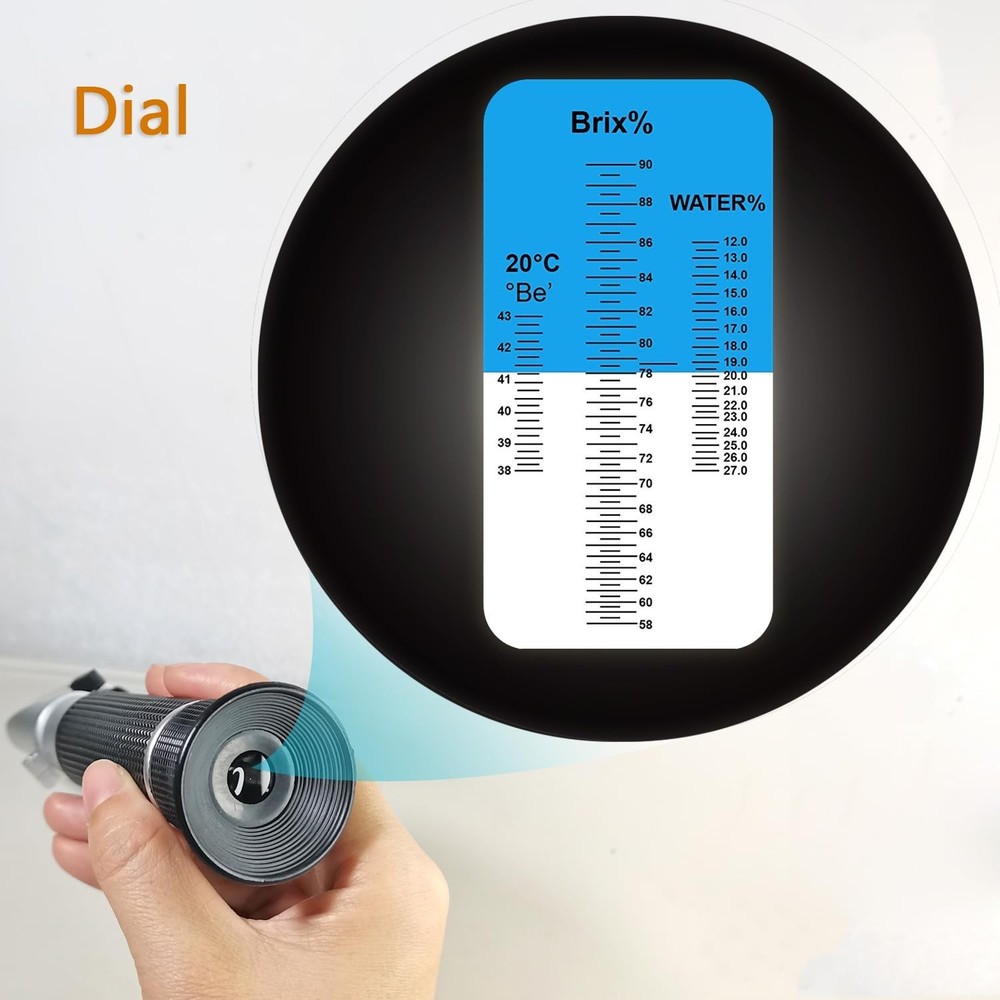 Quality Testing Refractometer for Honey, Maple Syrup, and Molasses, Compact Size