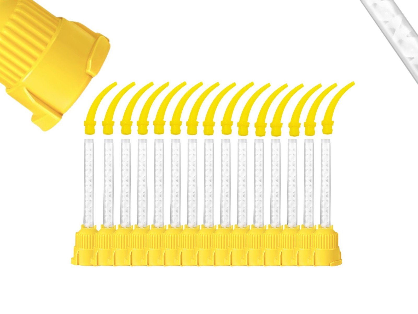 Short Dental Mixing & Intra-Oral Tips 100-Pack, 1:1 Ratio, Yellow 5 cm