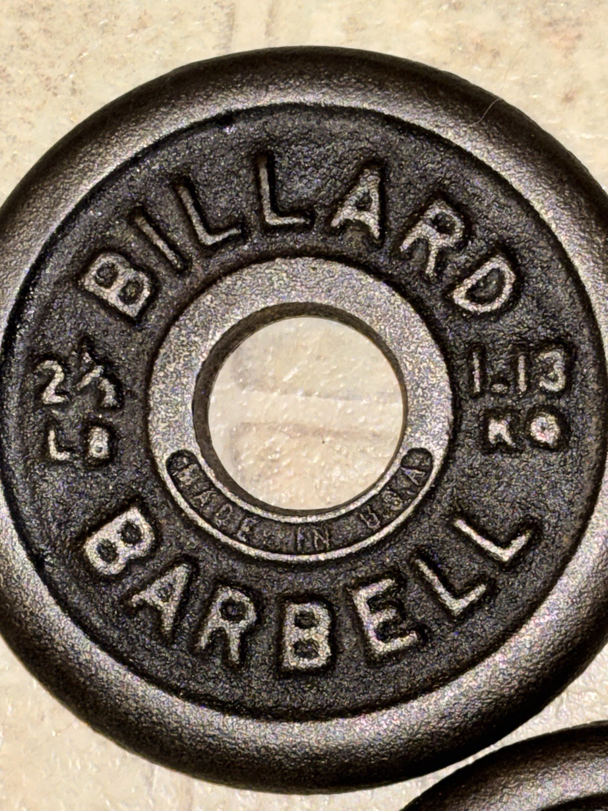 Vintage BILLARD Barbell (3) 2.5lbs Weight Plates Made In USA Rare HTF 7.5lbs