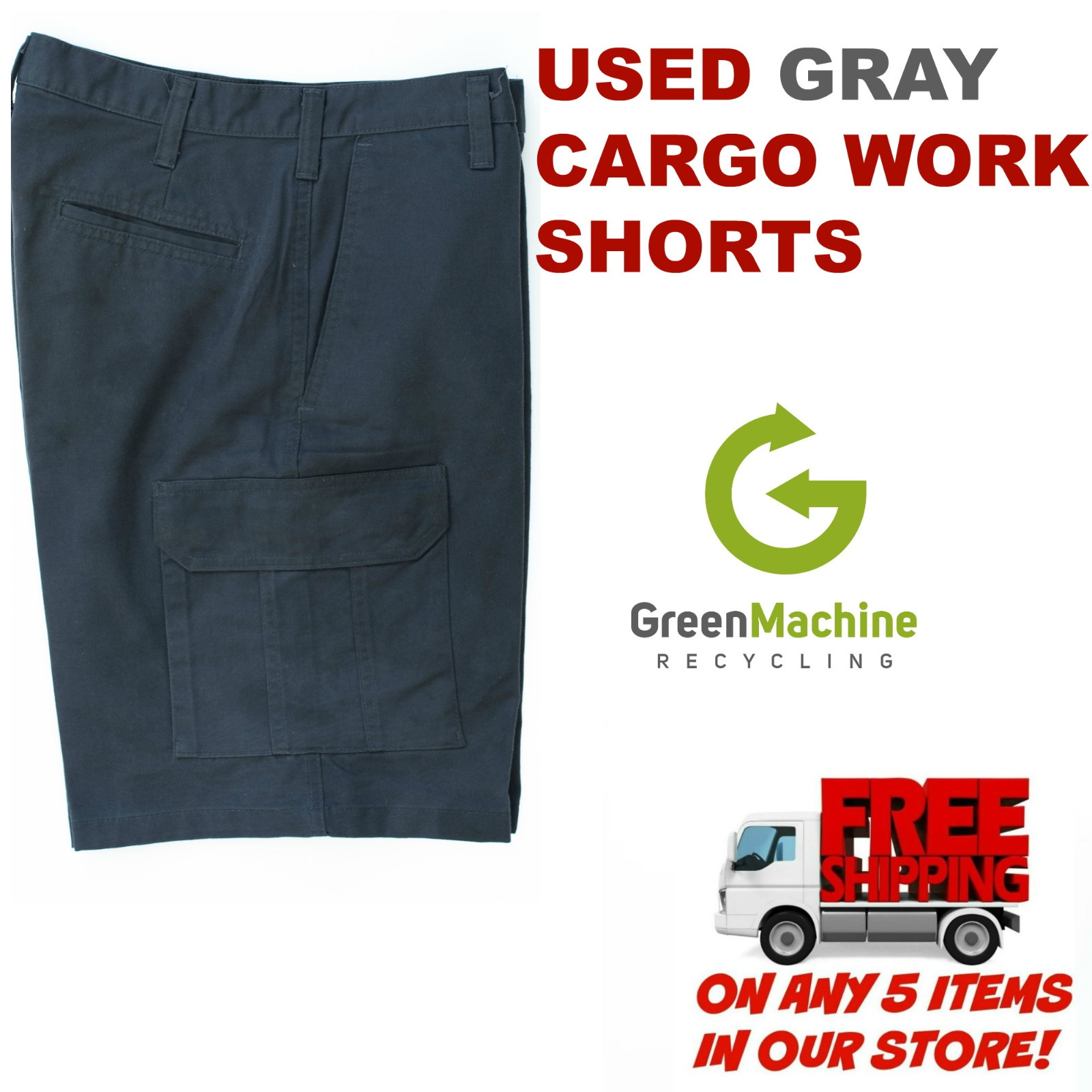 Used GRAY Cargo Work Shorts Cintas, Redkap, Unifirst, G&K, Dickies and others