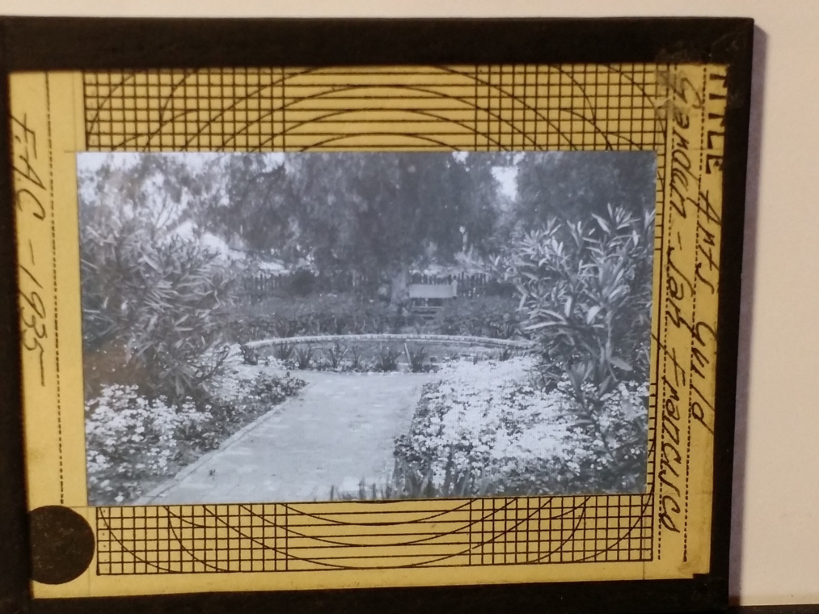 1935, Artists Guild Garden, San Francisco, CA, Magic Lantern Glass Photo Slide