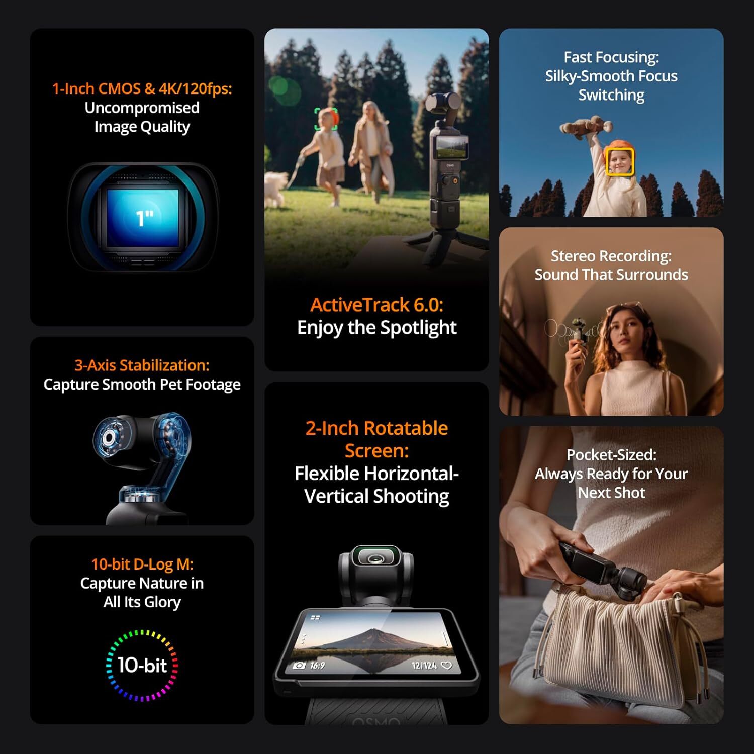 DJI Osmo Pocket 3, Vlogging Cameras with 1'' CMOS & 4K/120fps Vlog Camera