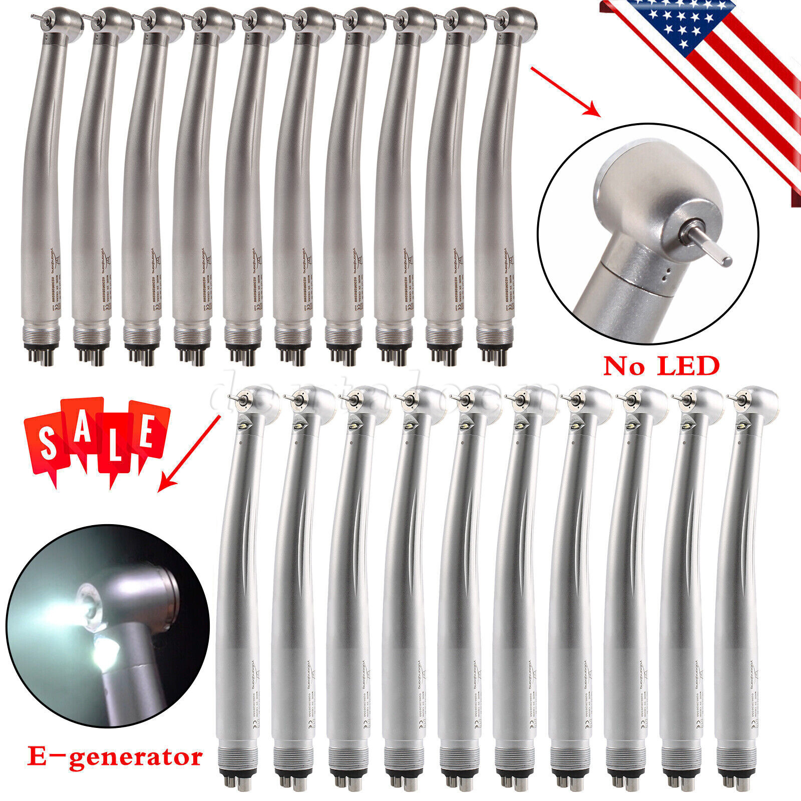 1-10 Yabangbang Dental (LED E-generator) High Speed Handpiece 4/2 Hole NSK Style