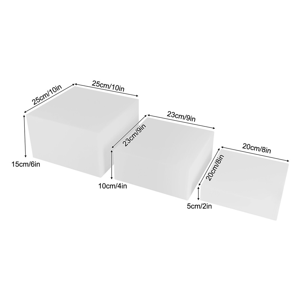 Acrylic Cube Dessert Table Display Nesting Riser with Hollow Bottoms 8"+9"+10"
