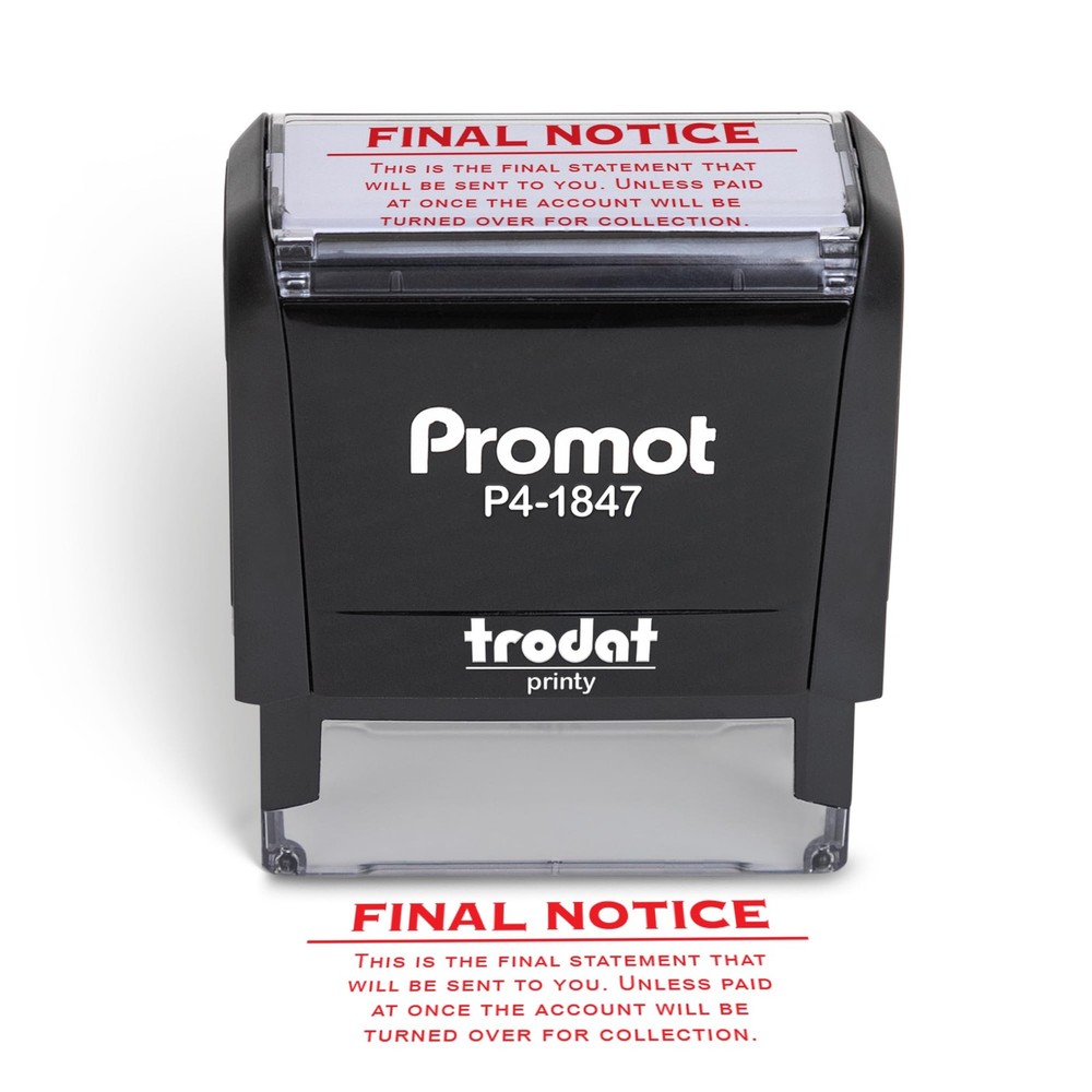 Final Notice Self Inking Rubber Stamp Final Statement Red Ink Office