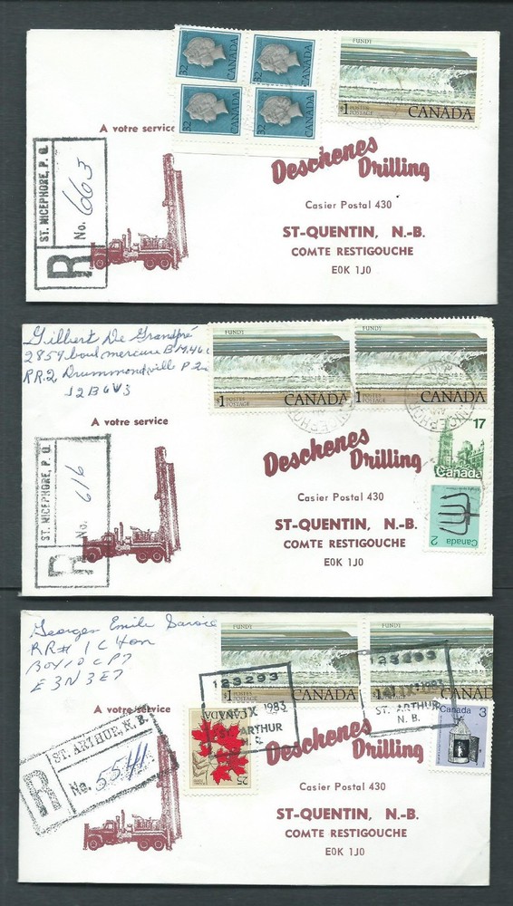 Canada - 3 Registered Covers year  1983.